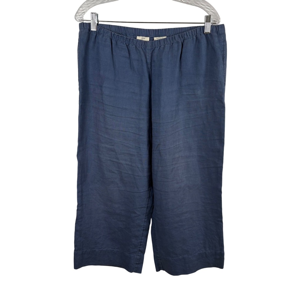 J. Jill Linen Pants Women's MP Blue Wide Leg Lagenlook Coastal Grandma Boho